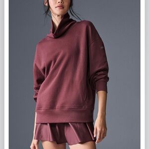Hazy mock neck pullover, M, burgundy truffle